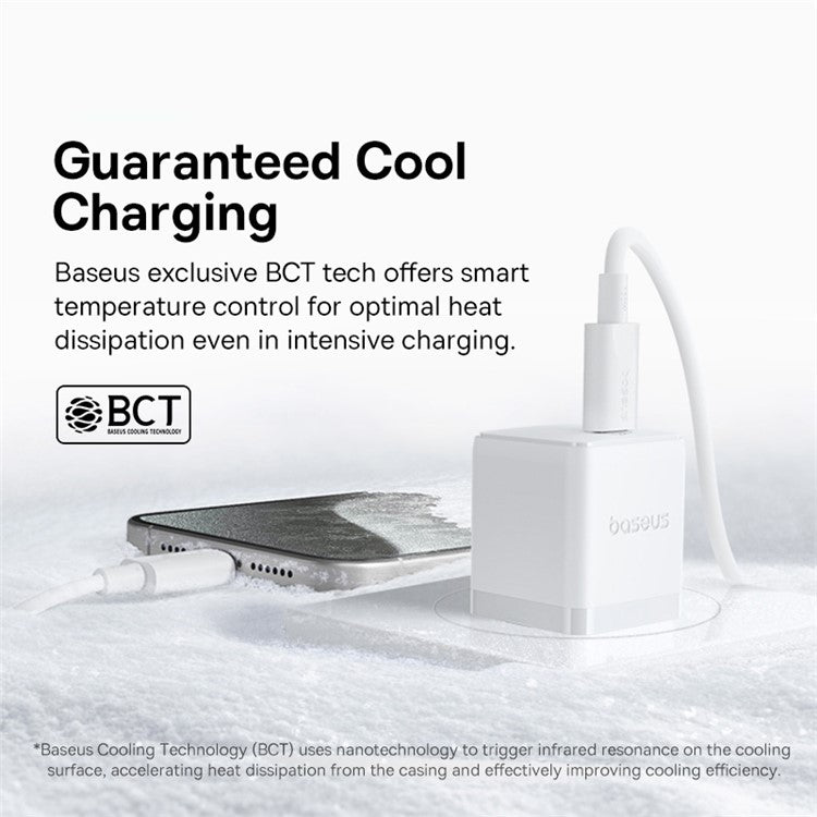 BASEUS Palm Fast Charger 30W Type-C Single Port US Plug Wall Charging Adapter with 60W Type-C Cable - White