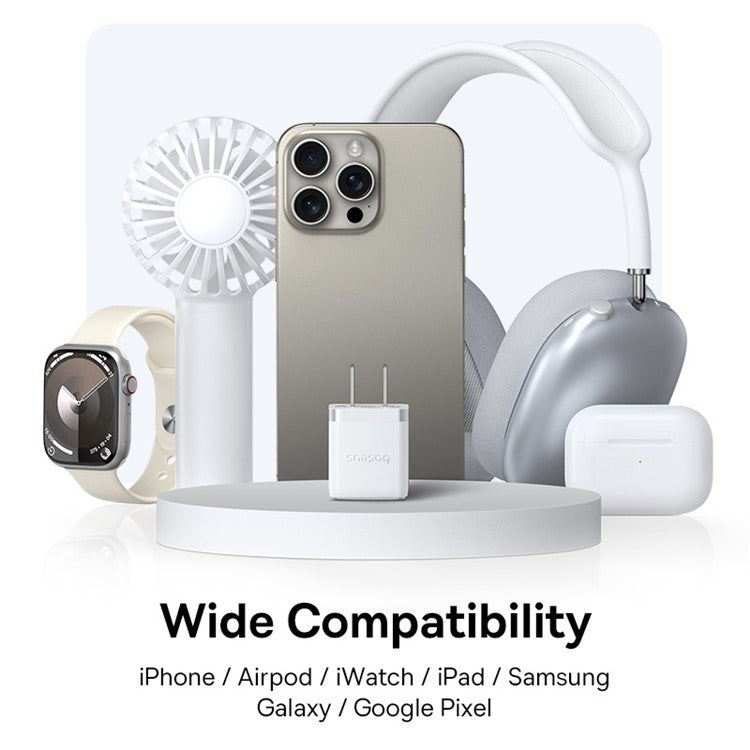 BASEUS Palm Fast Charger 30W Type-C+USB Dual Port US Plug Wall Charging Adapter with 60W Type-C Cable - White