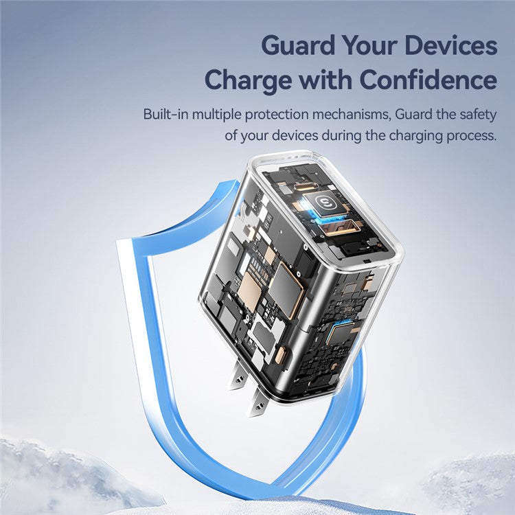 ESSAGER 65W Fast Charging Portable Power Adapter USB-A + Type-C Dual Ports Travel Charger - US Plug