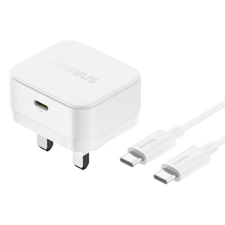 BASEUS Palm Fast Charger 20W Fast Charging Type-C Adapter UK Plug with Type-C Cable - White