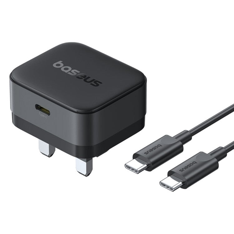 BASEUS Palm Fast Charger 20W Fast Charging Type-C Adapter UK Plug with Type-C Cable - Black