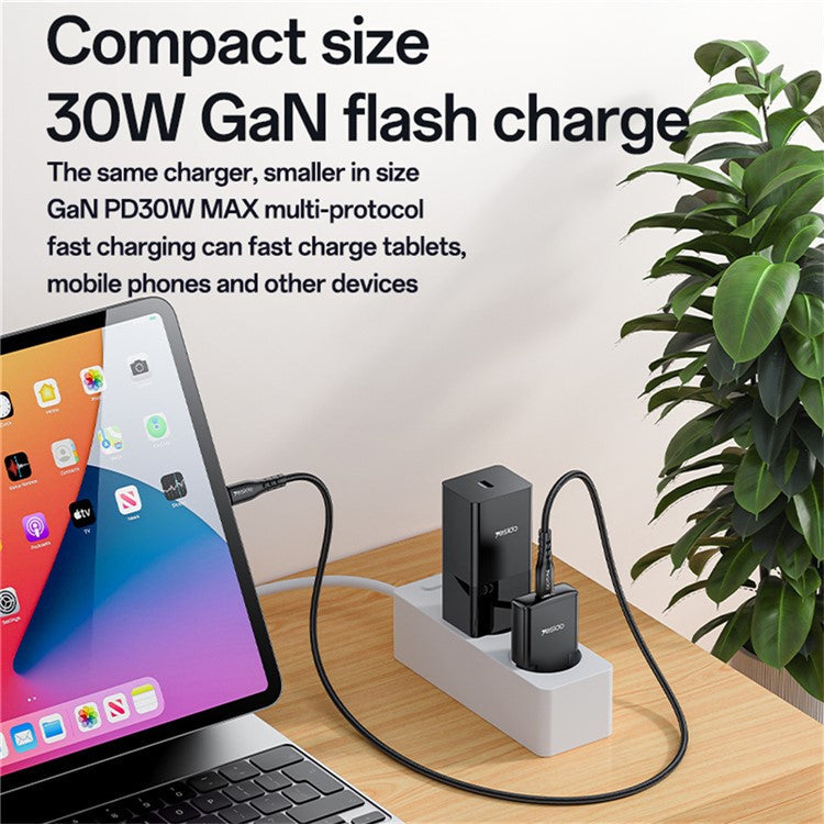 YESIDO YC74 Ultra-Thin 30W Fast Charger Type-C Port Power Adapter, EU Plug