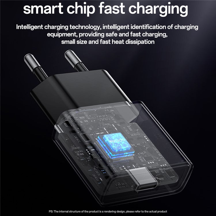 YESIDO YC74 Ultra-Thin 30W Fast Charger Type-C Port Power Adapter, EU Plug