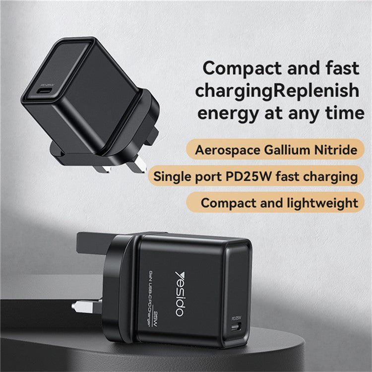 YESIDO YC81 GaN 25W Phone Charger Type-C Port Power Adapter