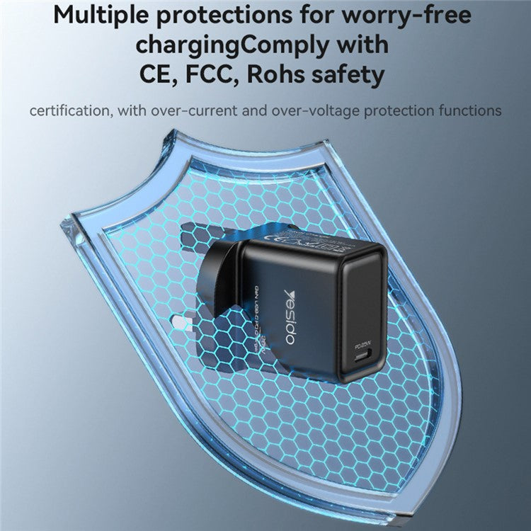 YESIDO YC81 GaN 25W Phone Charger Type-C Port Power Adapter