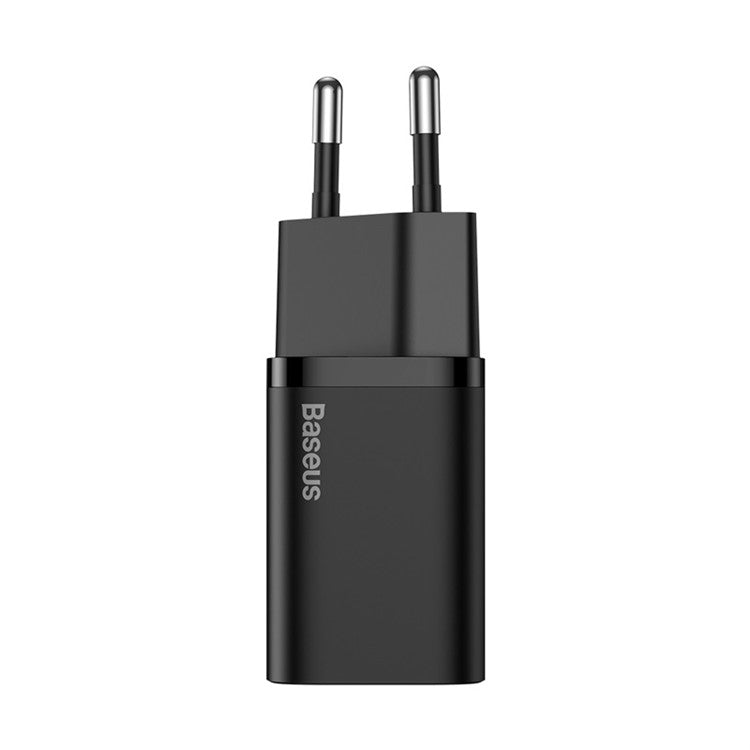BASEUS Super Si Quick Charger Adapter 25W Wall Charger Block with Type-C to Type-C Charging Cable 3A 1m (EU Plug) - Black