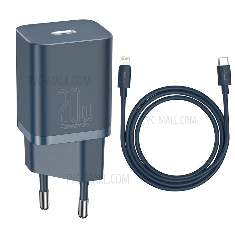 BASEUS Super Si USB C Charger 20W Support Type C PD Fast Charging with Cable for iPhone 12 Pro Max 11 - EU Plug / Navy Blue