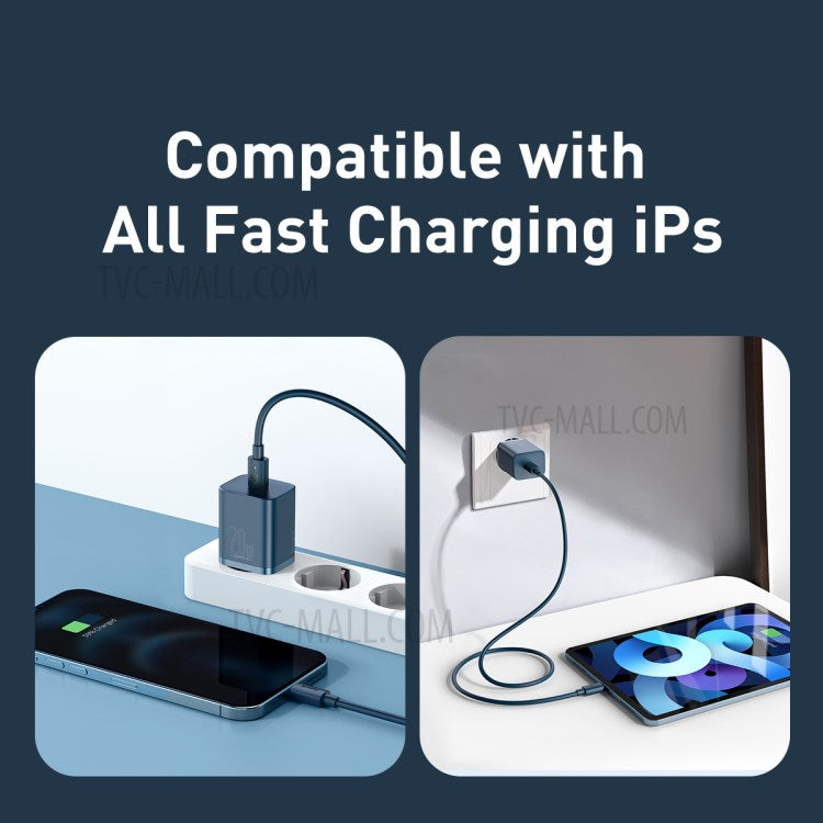 BASEUS Super Si USB C Charger 20W Support Type C PD Fast Charging with Cable for iPhone 12 Pro Max 11 - EU Plug / Navy Blue