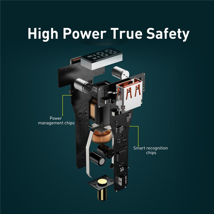 BASEUS Superme Digital Display PPS Dual Quick Charger U+C Car Charger and Type-C to Type-C 100W Cable (20V/5A) 1m