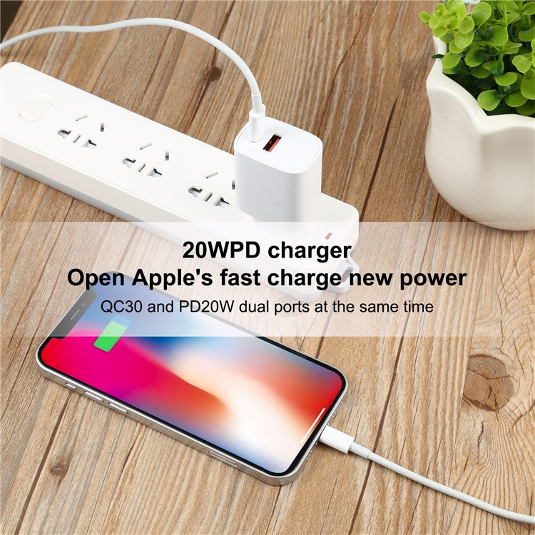 E087 20W PD Type-C+USB Home Travel Wall Charger Fast Charging Power Adapter - EU Plug