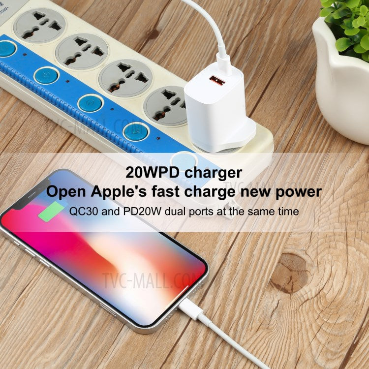 E087 20W PD Type-C+USB Home Travel Wall Charger Fast Charging Power Adapter - UK Plug