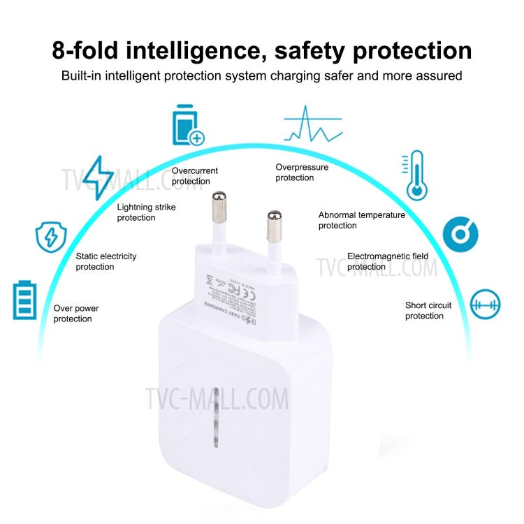 LZ-822A+C PD 20W Type-C QC3.0 USB Fast Charging Travel Wall Charger - US Plug