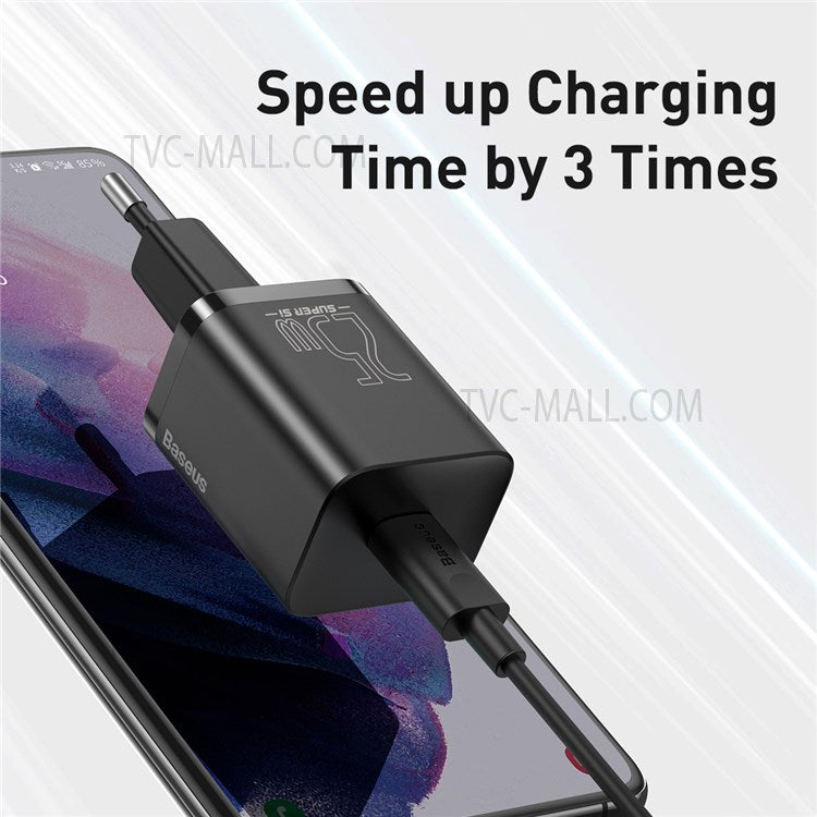 BASEUS Super Si Quick Charger Type-C 25W EU Plug PD Fast Charging Power Adapter - Black