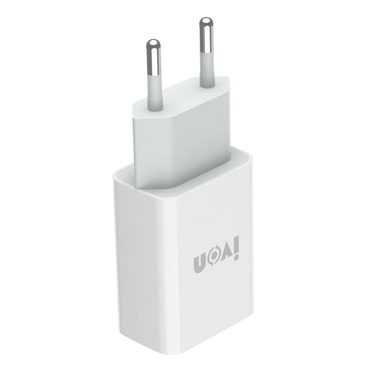 IVON AD-33 2.1A USB Charger Portable Travel Wall Adapter + 1m Type-C Data Cable - EU Plug