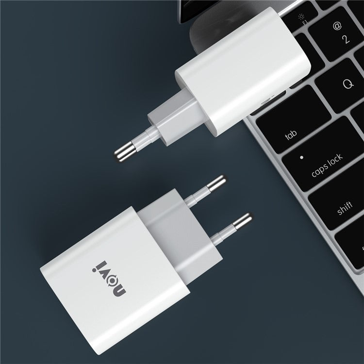 IVON AD52 Portable 18W PD Charger Type-C + USB Dual Ports Power Adapter - EU Plug