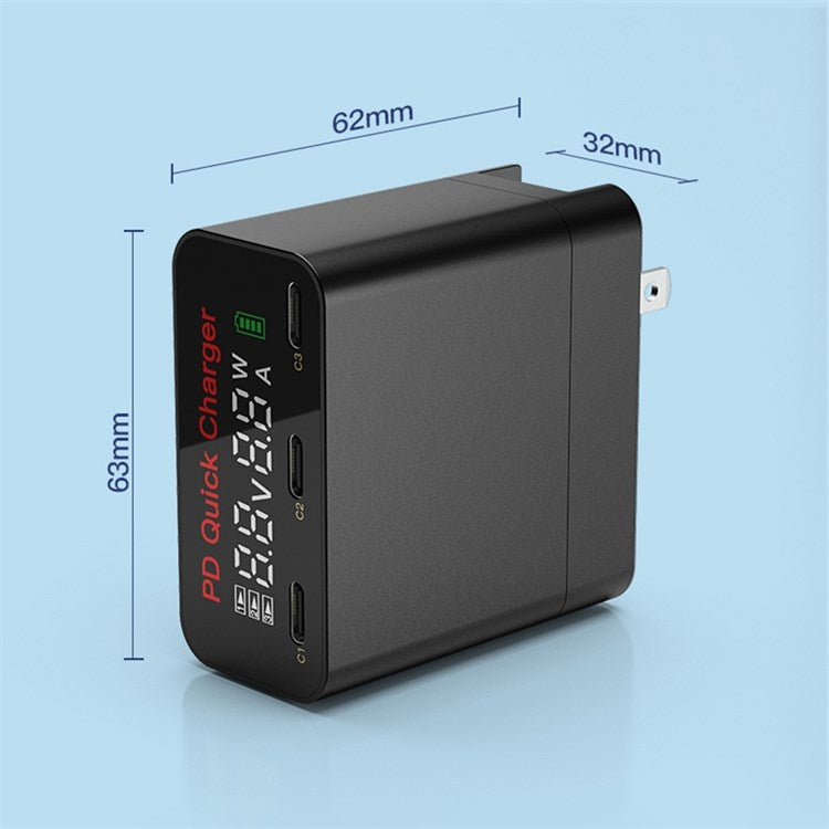 WLX-X8 65W Type C USB Charger with LCD Display Phone Adapter PD Fast Charger for MacBook iPhone 13 12 Pro Max