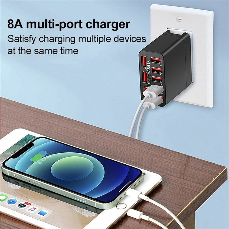 WLX-82 40W US Plug 8 Ports USB Charging Power Adapter Wall Charger for iPhone/Android Phone