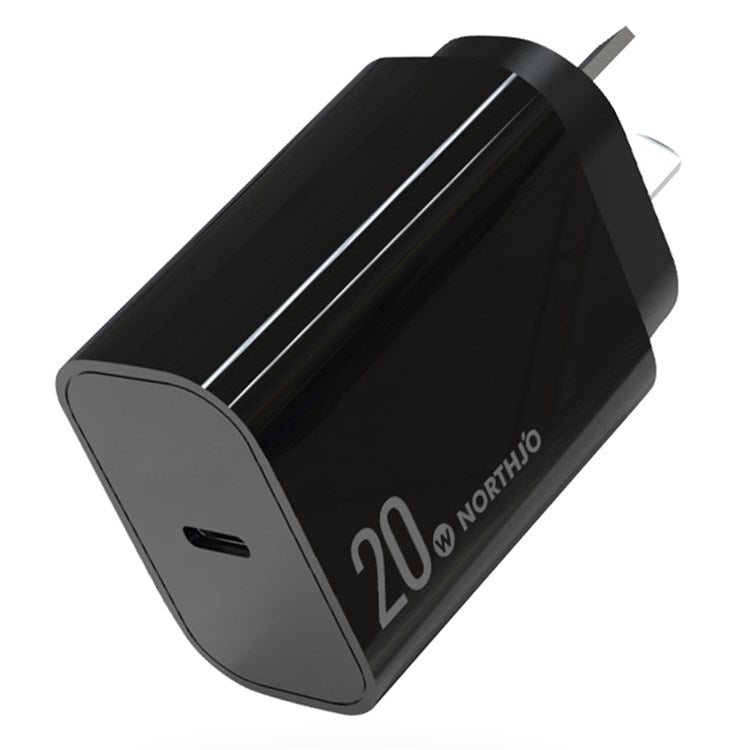 NORTHJO NOPD200601AU PD 20W Type-C Port Home Travel Wall Charger Fast Charging Power Adapter - AU Plug/Black
