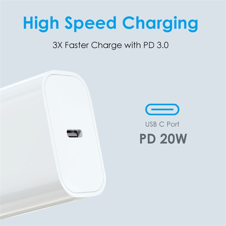 NORTHJO NOPD200601AU PD 20W Type-C Port Home Travel Wall Charger Fast Charging Power Adapter - AU Plug/White