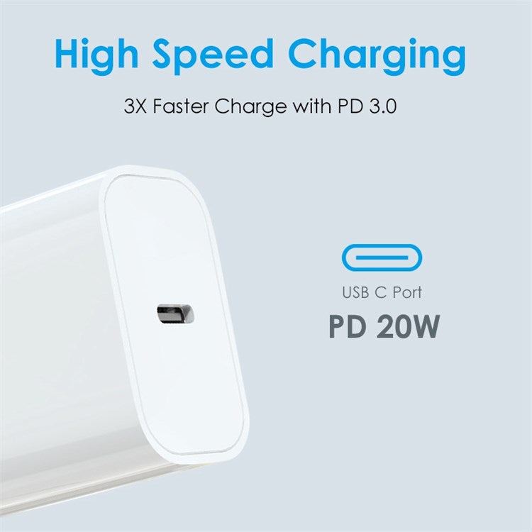NORTHJO NOPD200601UK Portable Power Adapter PD 20W Fast Type C Charger USB C Charger Block - UK Plug/White