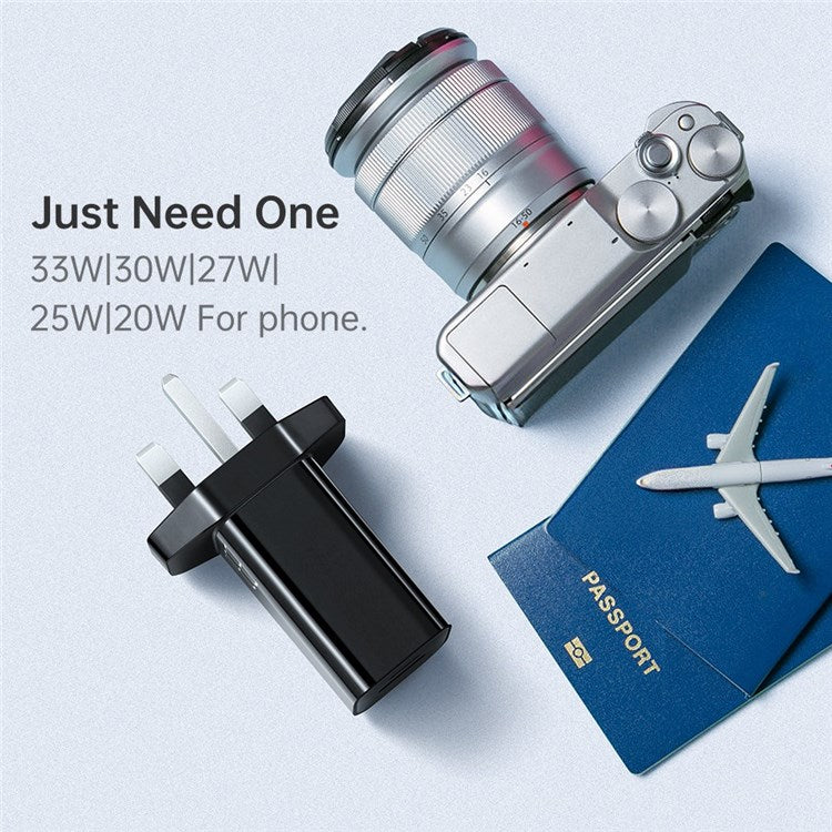 MCDODO MDD PD33W PD Dual Output Fast Compatible Charger Set USB A+USB C Charger Adapter Block with Type-C to Type-C Cable - UK Plug