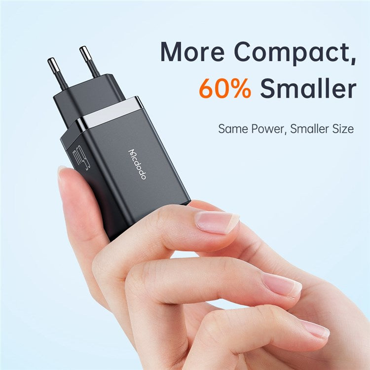 MCDODO MDD 65W GaN5 Mini Fast Charger USB + Dual Type-C Travel Power Adapter - EU Plug