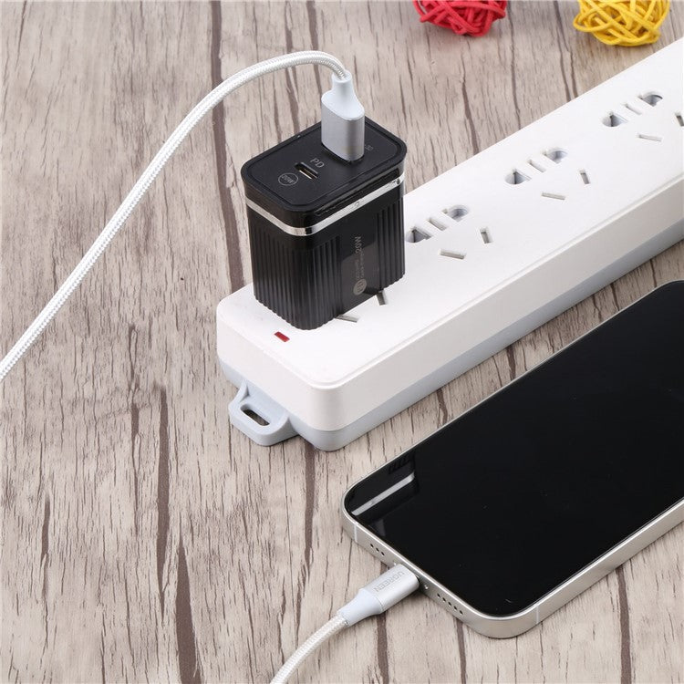 46-A2C2 20W PD + QC3.0 USB Fast Charger Type-C / USB-A Dual Port Power Adapter - US Plug / Black