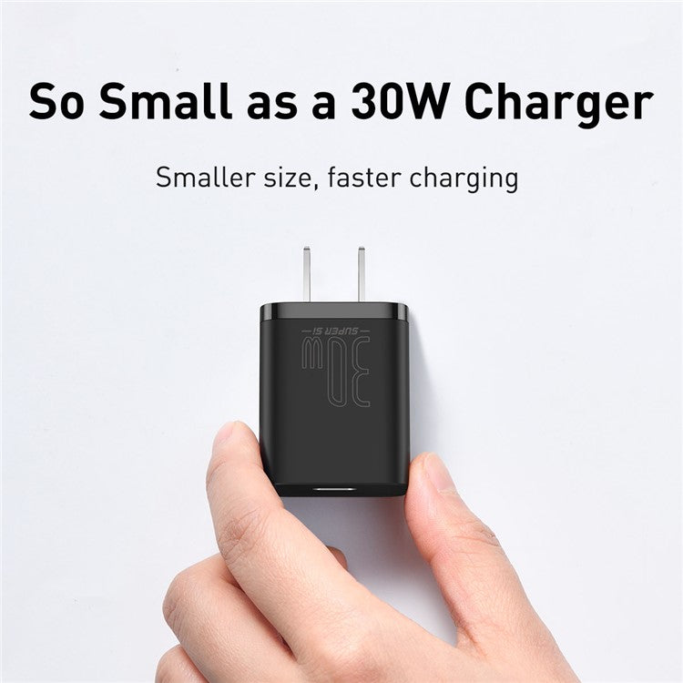 BASEUS Super Si Series Quick Charger Type-C 30W CN Plug Wall Charger - Black