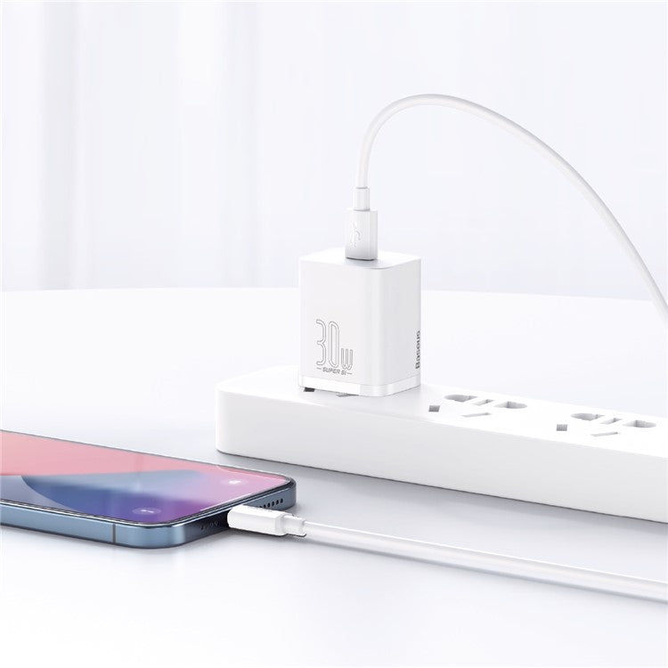 BASEUS Super Si Series Quick Charger Type-C 30W CN Plug Wall Charger - White
