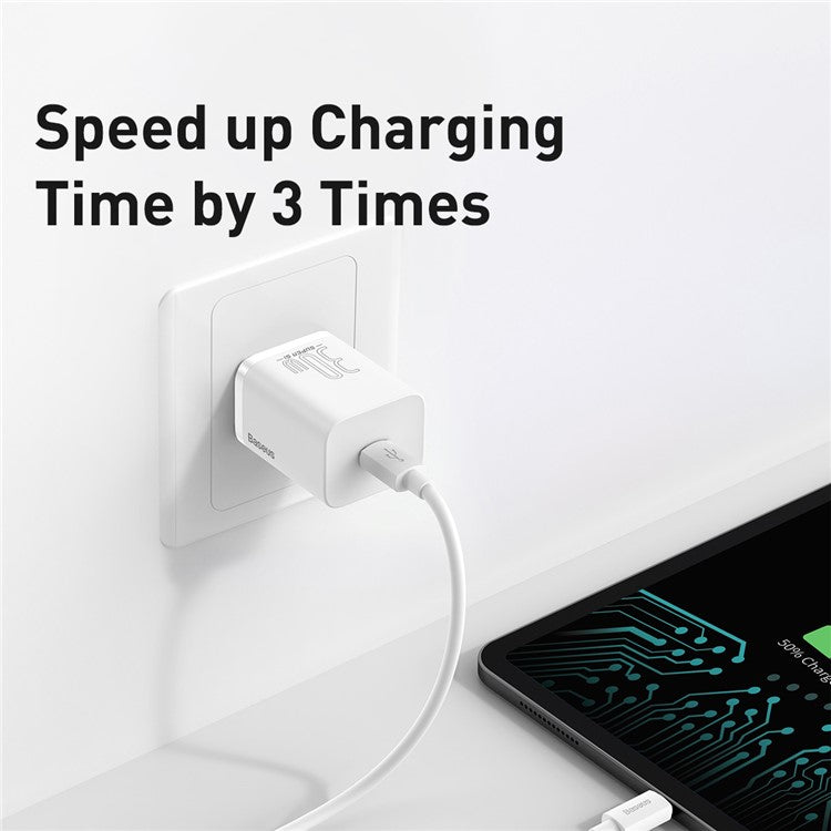 BASEUS Super Si Series Quick Charger Type-C 30W CN Plug Wall Charger - White