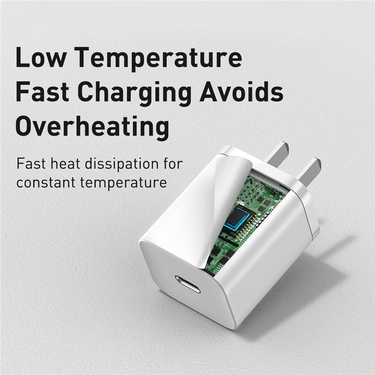 BASEUS Super Si Series Quick Charger Type-C 30W CN Plug Wall Charger - White