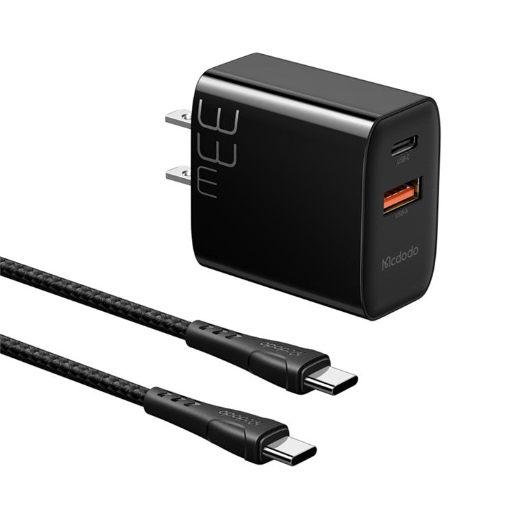 MCDODO CH-0862 MDD PD 33W USB-A+Type-C Dual-Port Charger Block Wall Charger Adapter Portable Quick Charger Set with Type-C to Type-C Cable - US Plug