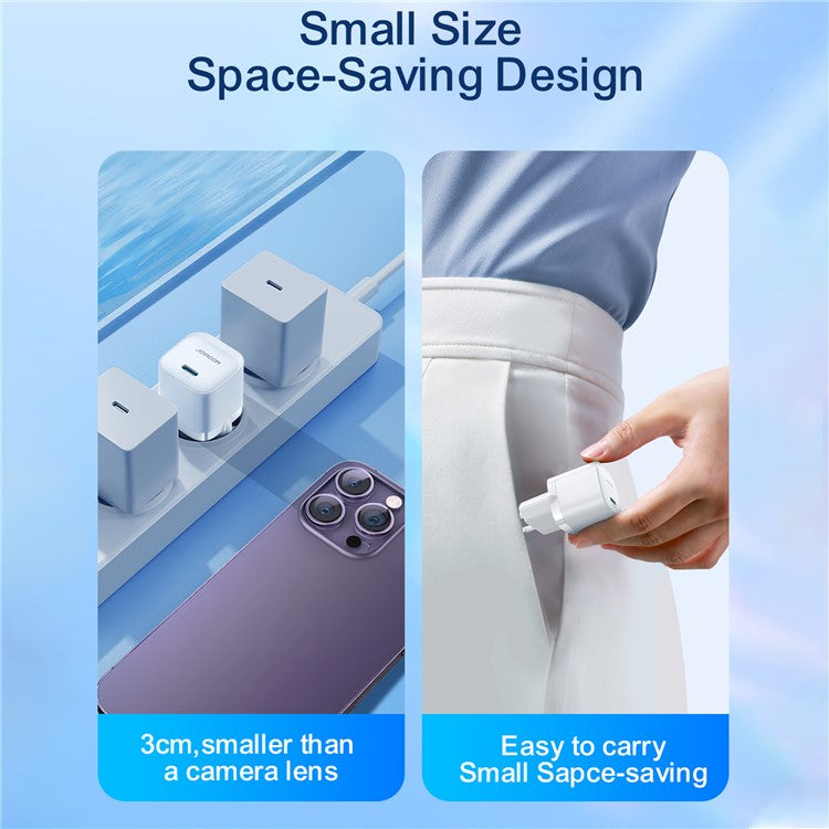 JOYROOM TCF02 PD 20W Fast Charger Type-C Single Port Mini Power Adapter for iPhone 16-15 Series - Black