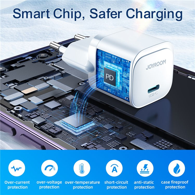 JOYROOM TCF02 PD 20W Fast Charger Type-C Single Port Mini Power Adapter for iPhone 16-15 Series - Black