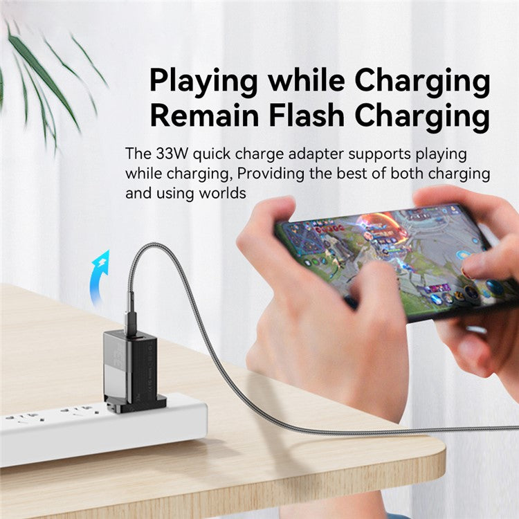 ESSAGER 33W USB-A + Type-C Fast Charging Adapter GaN Dual Port Wall Charger - UK Plug / White
