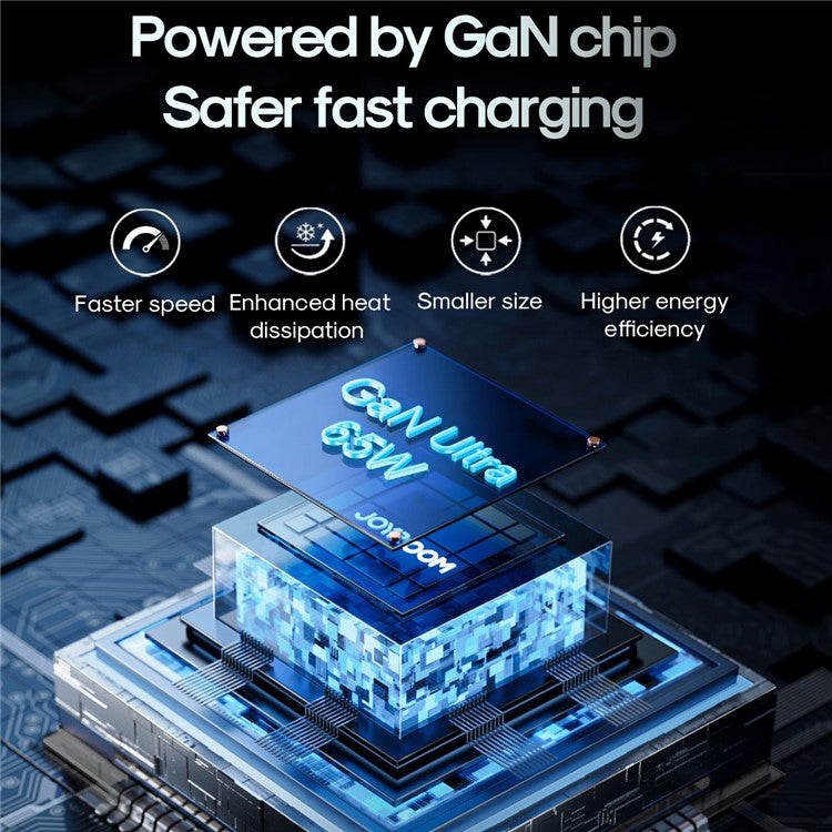 JOYROOM TCG01 65W GaN Ultra Fast Charger for iPhone 16-15 Series 2USB-C+1USB-A Wall Charger Kit with 100W 1.2m Type-C to Type-C Cable, Black (UK Plug)