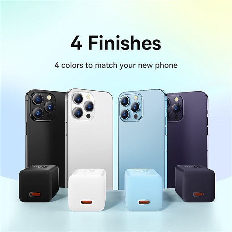 BASEUS GaN5 Mini Fast Charger Type-C 30W Portable Wall Charger Adapter for iPhone, iPad, AirPods (EU Plug) - White