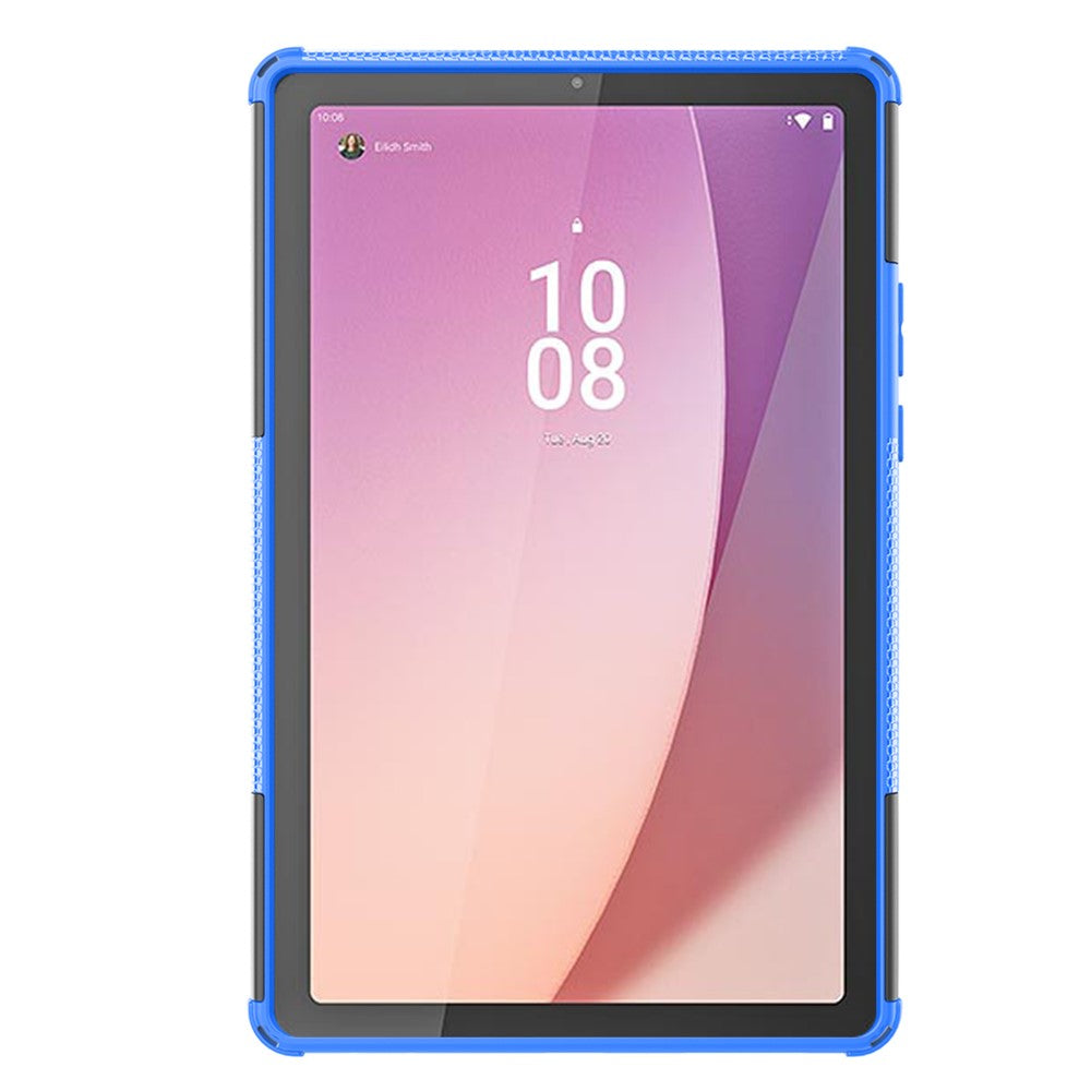 For Lenovo Tab M9 Tyre Pattern Kickstand Case PC+TPU Shockproof Tablet Cover - Blue