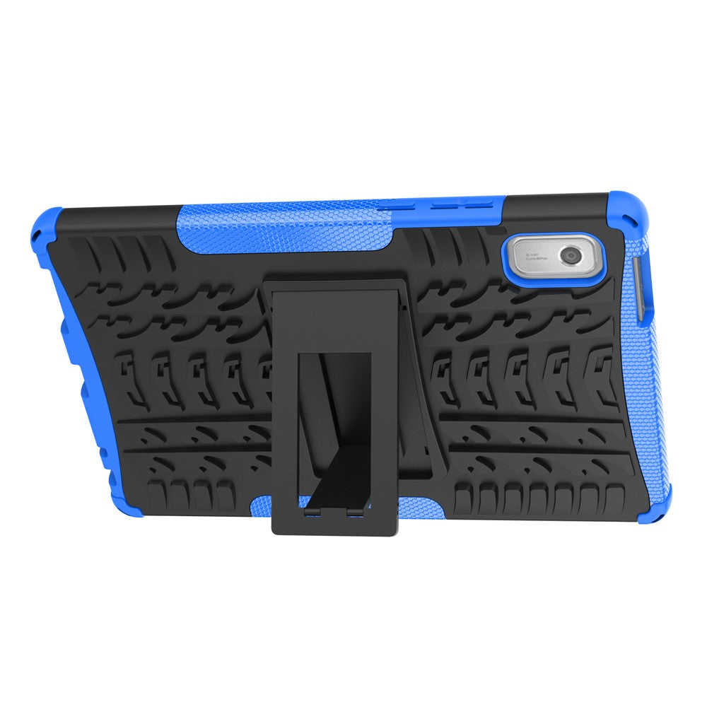 For Lenovo Tab M9 Tyre Pattern Kickstand Case PC+TPU Shockproof Tablet Cover - Blue