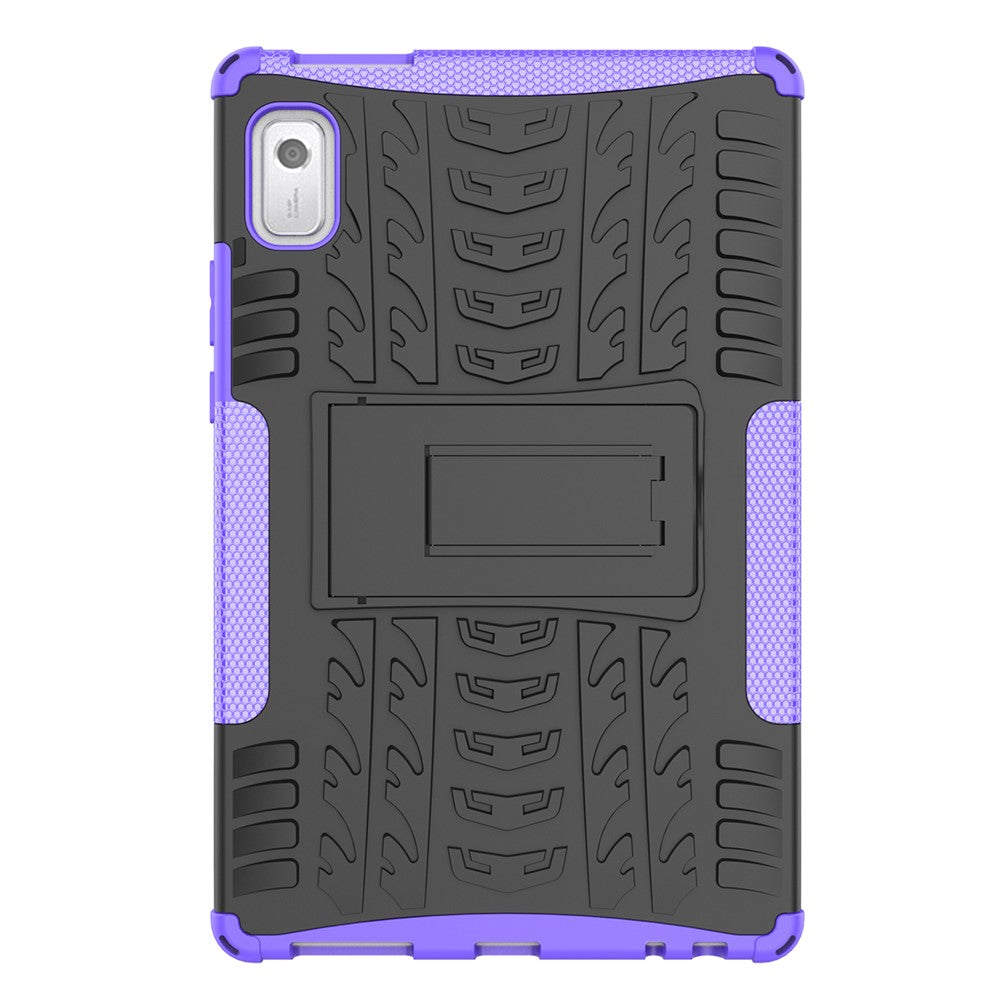 For Lenovo Tab M9 Tyre Pattern Kickstand Case PC+TPU Shockproof Tablet Cover - Purple