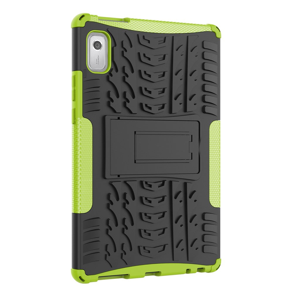 For Lenovo Tab M9 Tyre Pattern Kickstand Case PC+TPU Shockproof Tablet Cover - Green