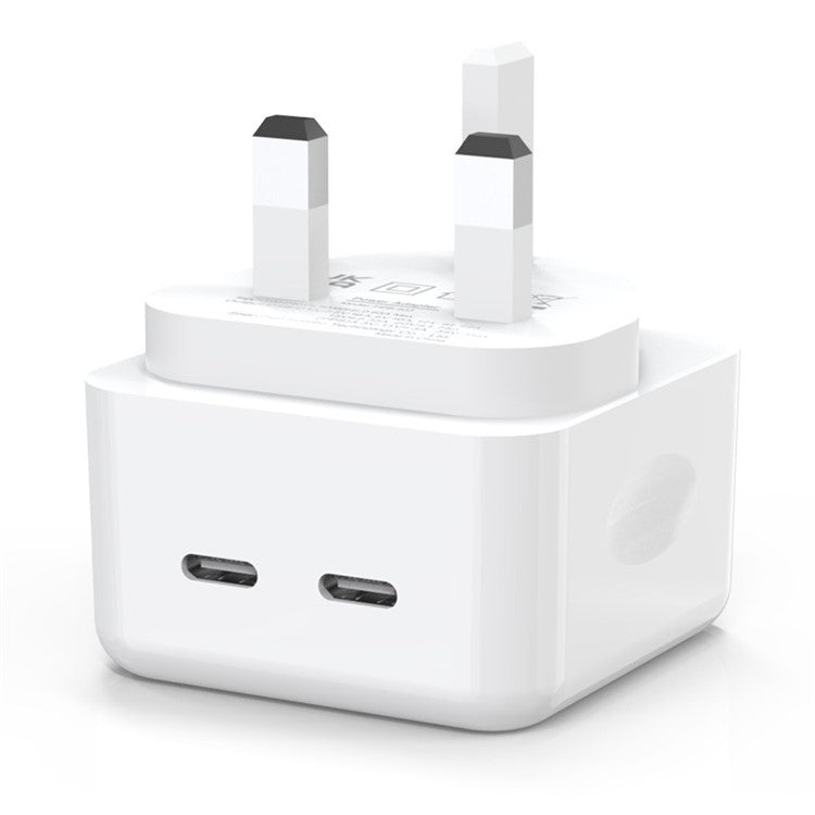 NORTHJO NOGAN3502 PD 35W GaN Fast Charger Dual Type-C PPS Charging Station Adapter - White / UK Plug