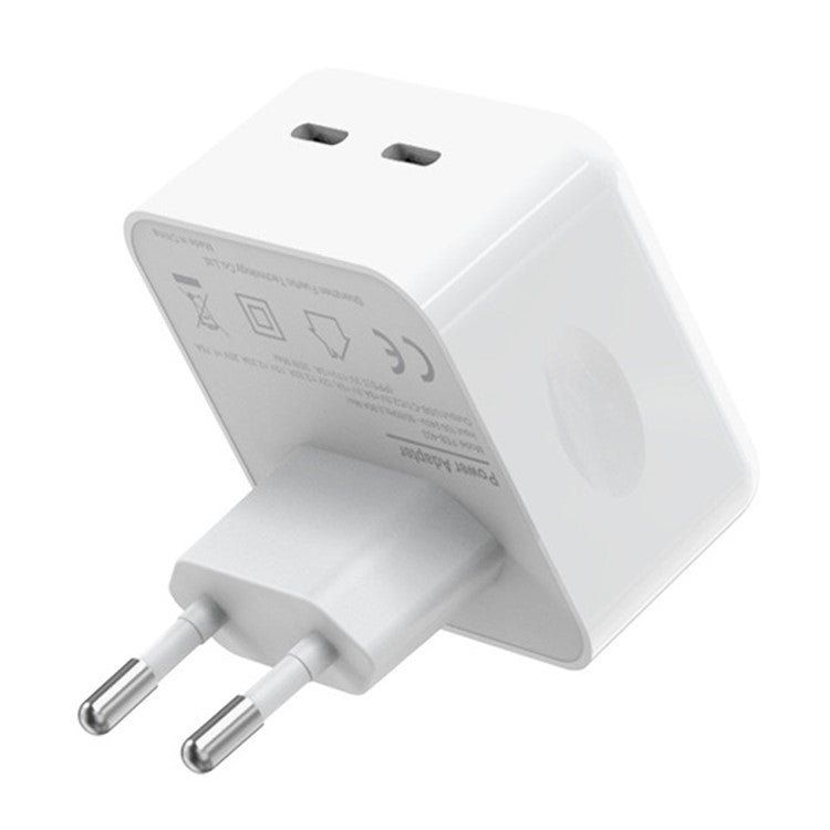 NORTHJO NOGAN3502 GaN Wall Charger PD 35W Dual Type-C PPS Fast Charging Adapter - White / EU Plug