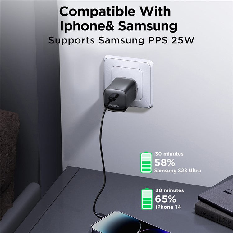 JOYROOM JR-TCF07 Speed Series EU Plug PD 30W Phone Fast Charge Plastic Adapter Single Type-C Wall Charger