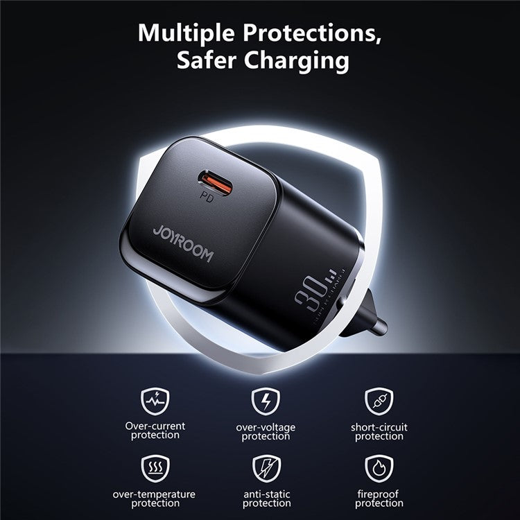 JOYROOM JR-TCF07 Speed Series EU Plug PD 30W Phone Fast Charge Plastic Adapter Single Type-C Wall Charger