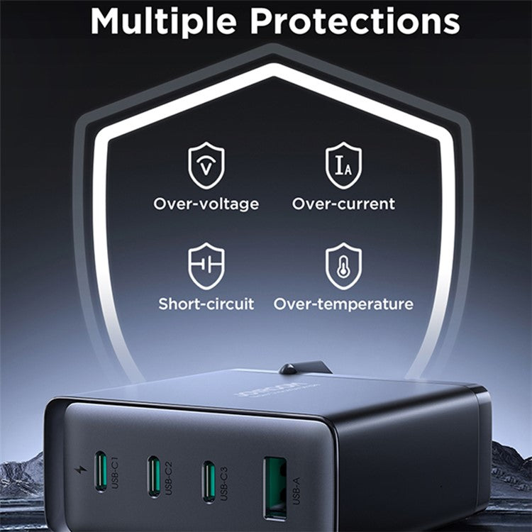 JOYROOM TCG05 140W GaN EU Plug Charger USB + 3*Type-C Phone Tablet Fast Charging Adapter with Type-C to Type-C Cable