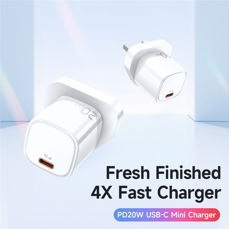 MCDODO Nano Series PD 20W Phone Fast Charging Adapter Singe Type-C Port Wall Charger - White / UK Plug