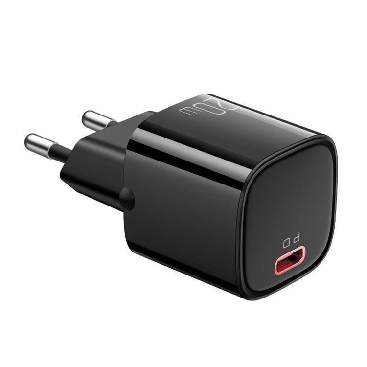 MCDODO Nano Series PD 20W Phone Fast Charging Adapter Singe Type-C Port Wall Charger - Black / EU Plug
