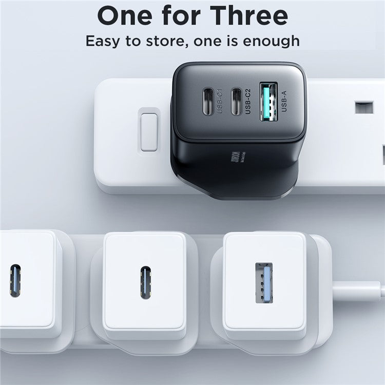 JOYROOM TCF10 32W 3-port Wall Charger 1 USB + 2 Type-C Fast Charging Adapter, UK Plug