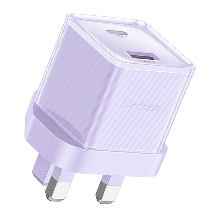 MCDODO CH-414 UK Plug 33W GaN USB+Type-C Wall Charger Fireproof PC Phone Charging Adapter - Purple
